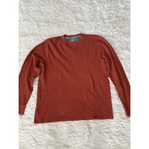 Men's Thermal Long Sleeve‎ Waffle Knit Shirt, Crew Neck, Rust, Casual